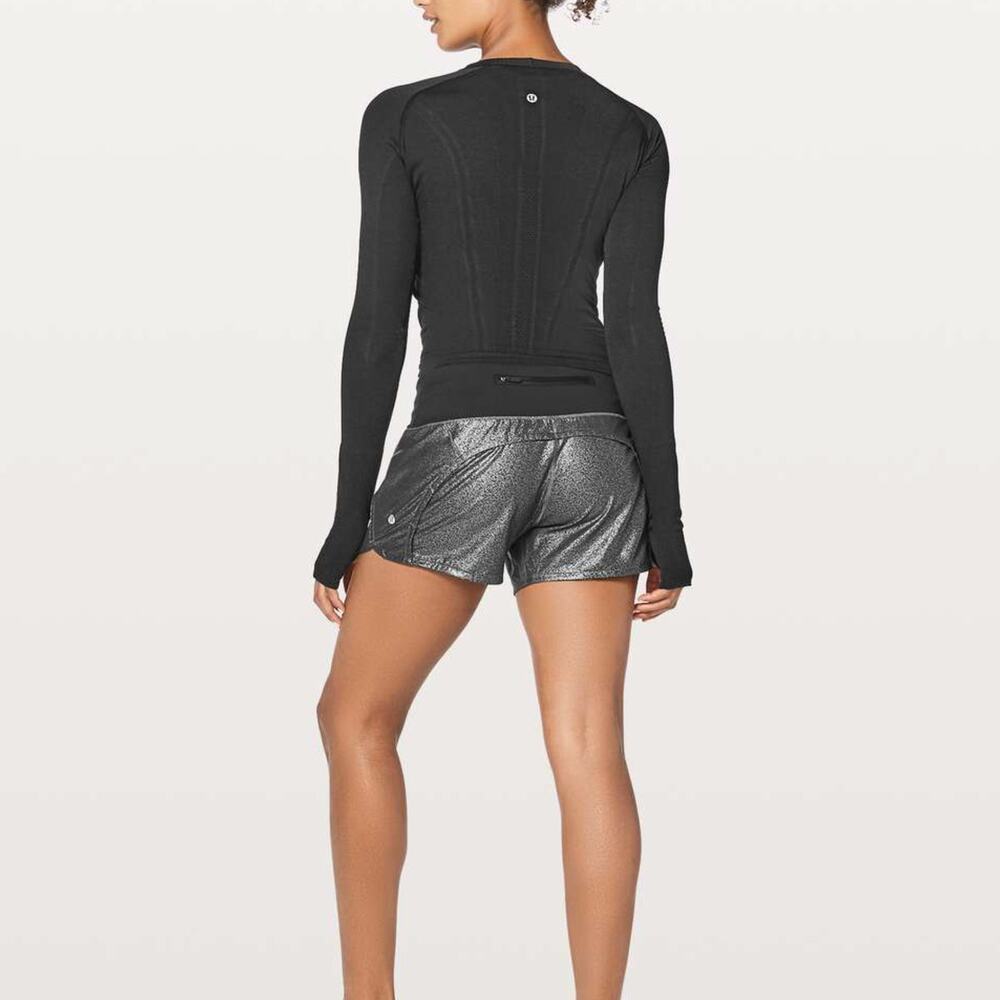 LULULEMON Run Times Short II 4" Luminosity Foil Print Black Silver {Q51} - Picture 3 of 9